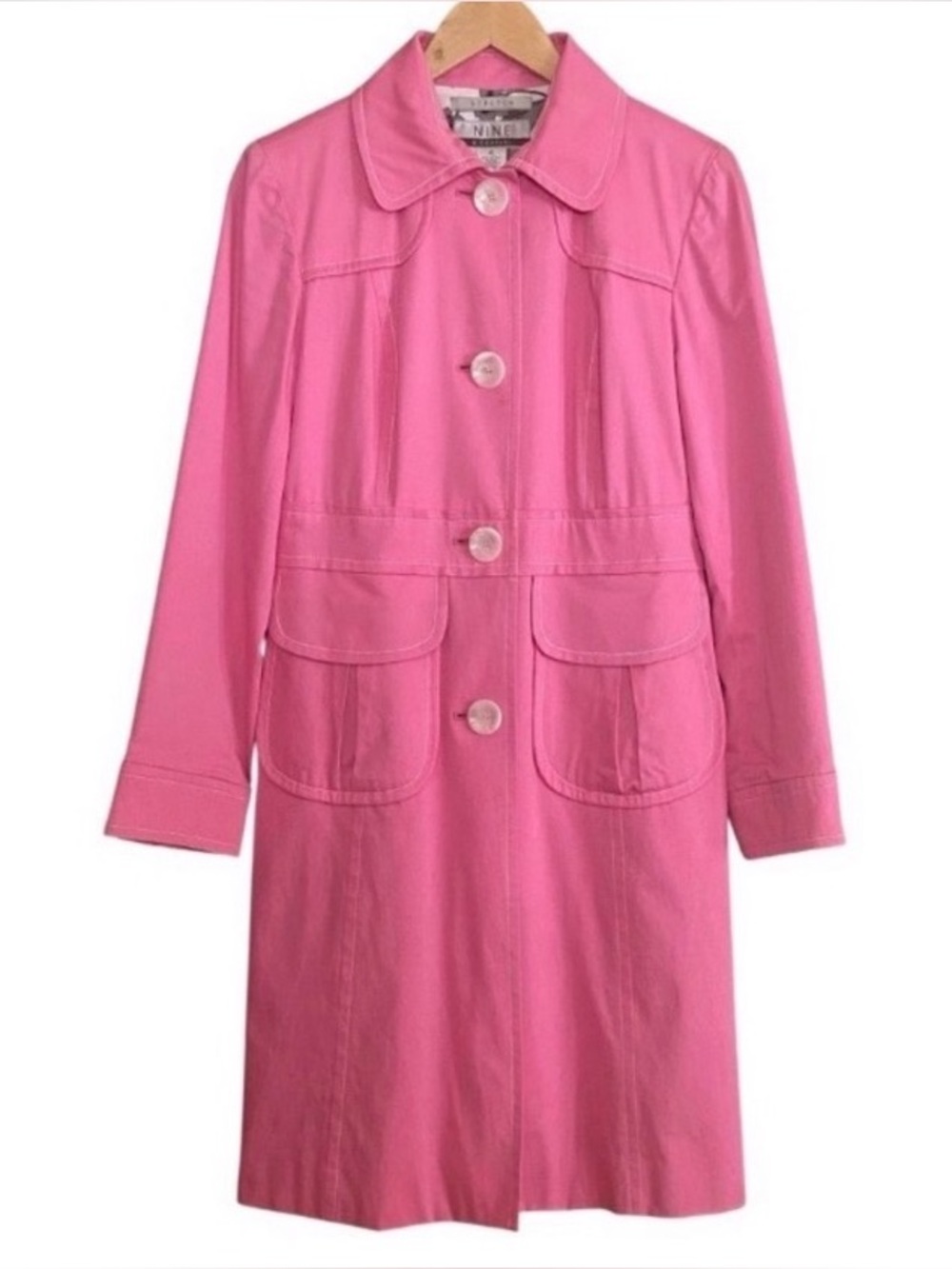 Pink Preppy Trench Coat Floral Lining Lightweight Spring Jacket Size 4